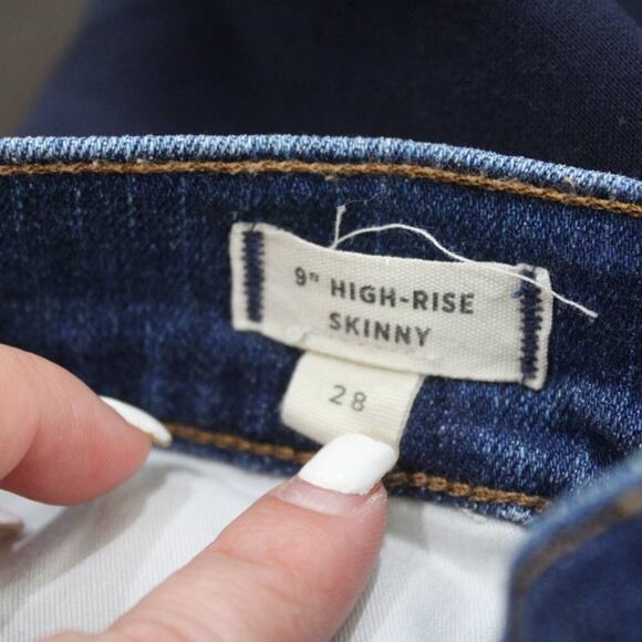 Madewell 9” Mid Rise Skinny Jeans York Wash Rip Repair Stretch Denim Sz 28 - Picture 10 of 12
